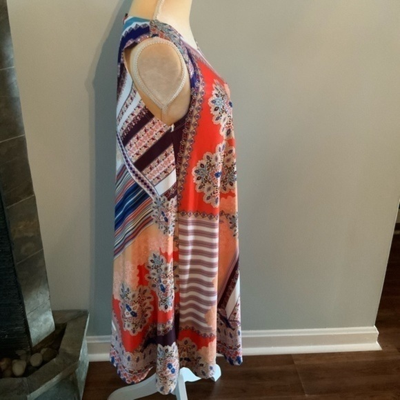 Isle by Melis Kozan Sleeveless Boho Dress Mixed Print Design NWT Sz XS - Picture 7 of 10